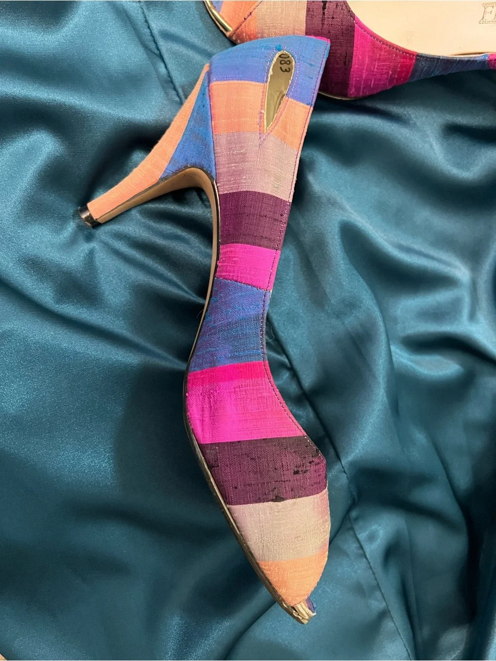 First Lady 10 N Beautiful raw silk material in peep Toe Heels in Pink & Purple